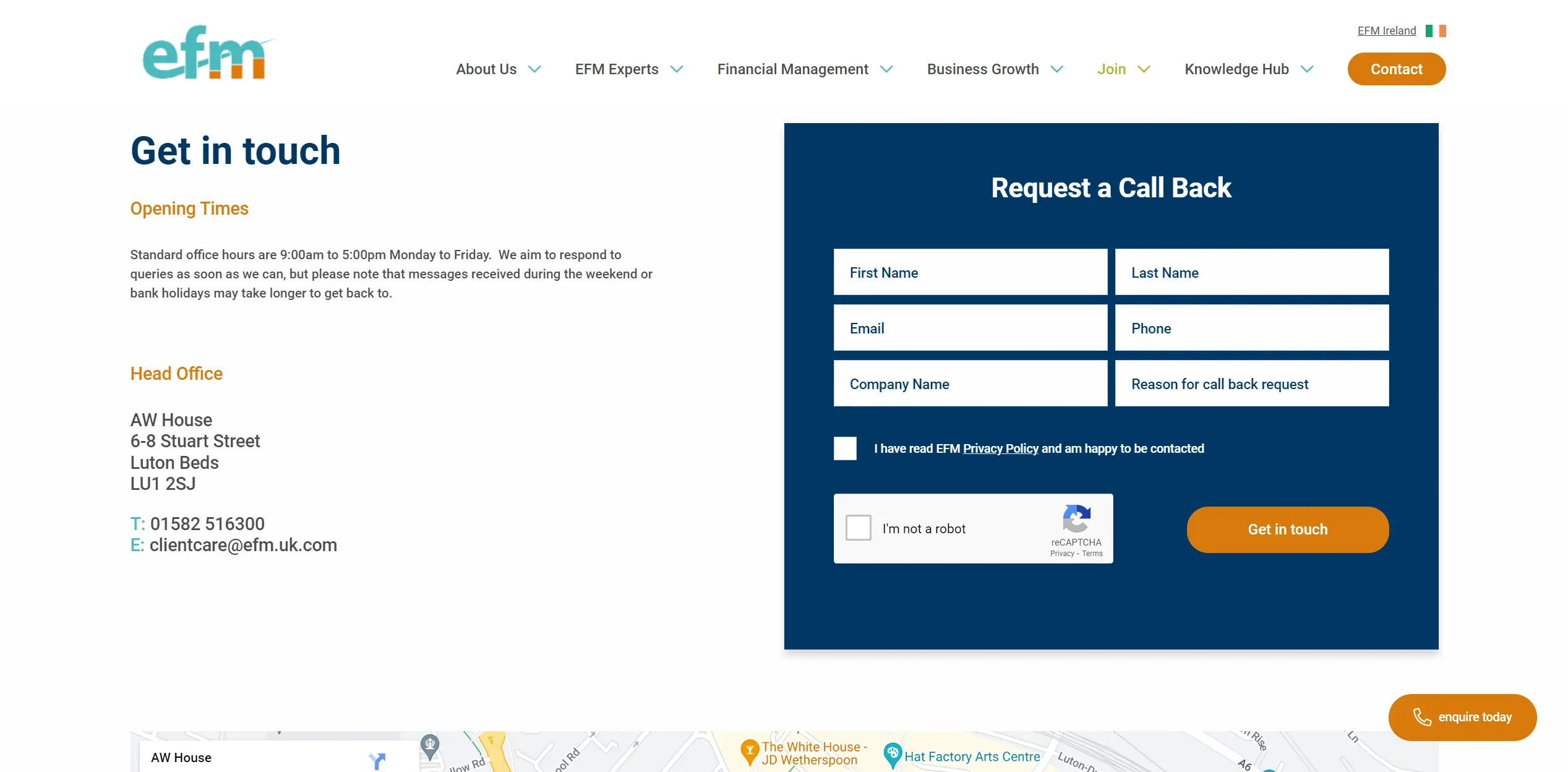 EFM Contact Page Preview Image