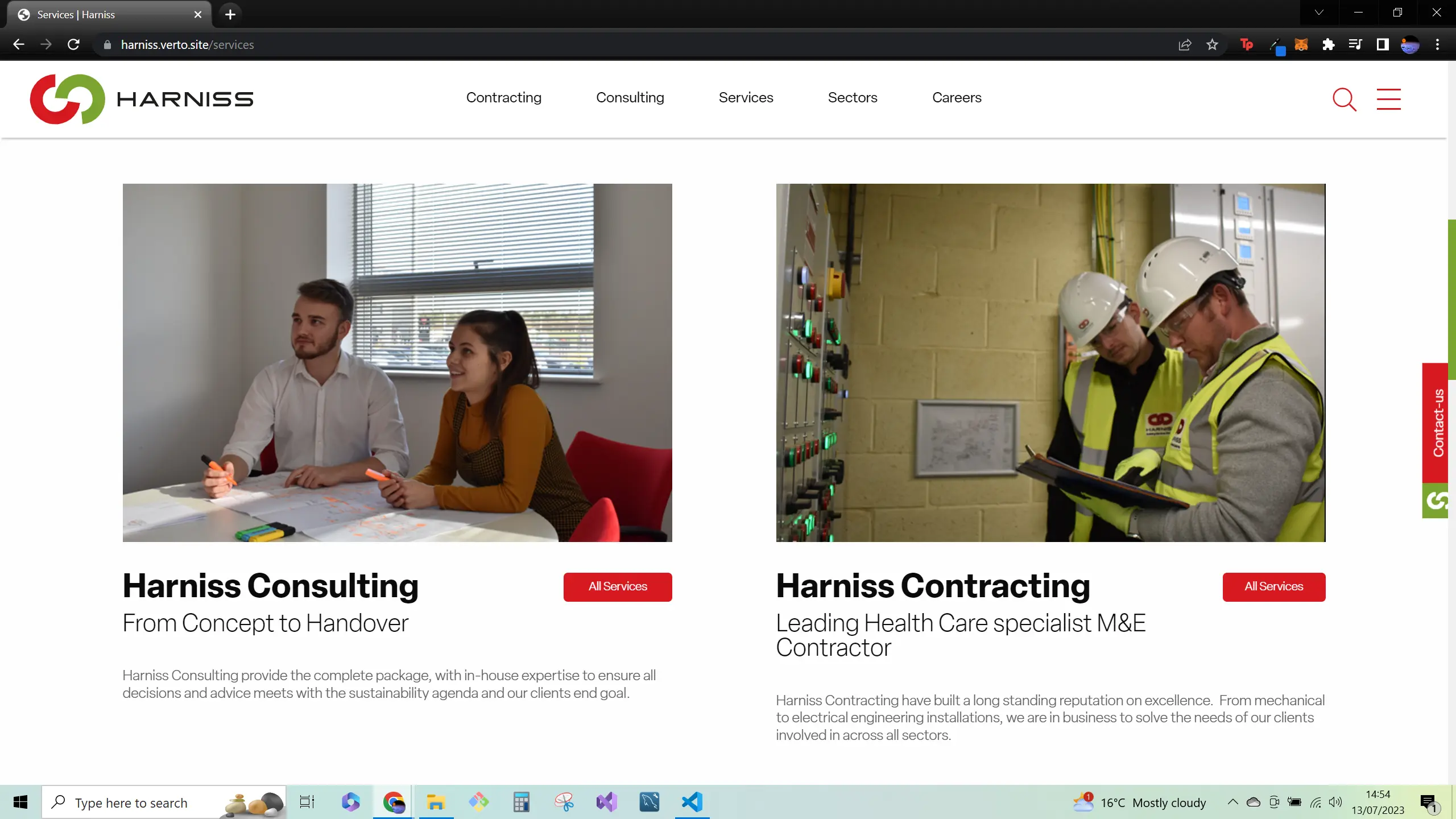 Harniss Services Page Preview Image