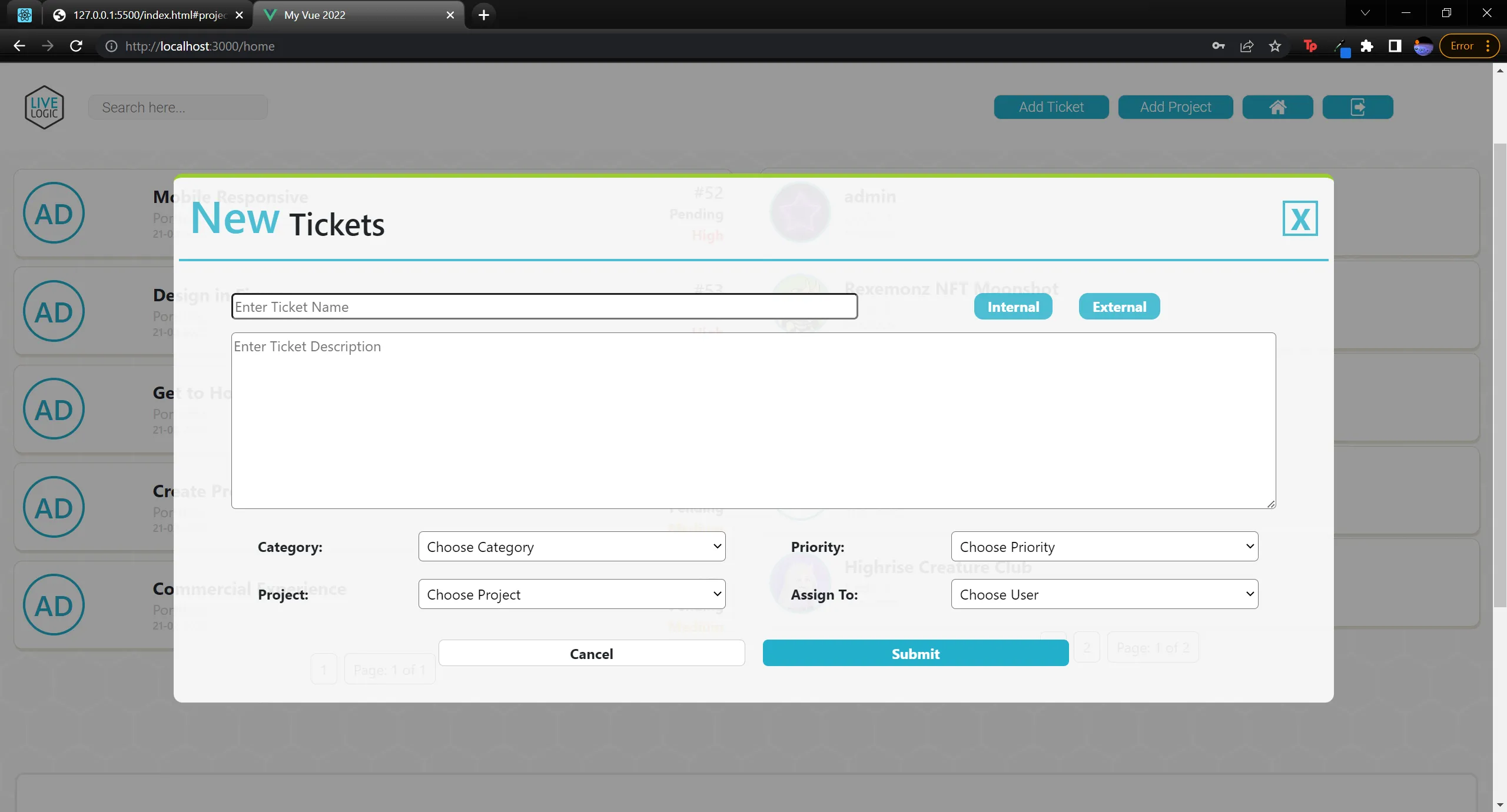 Ticketing System Ticket Creation Page Preview Image