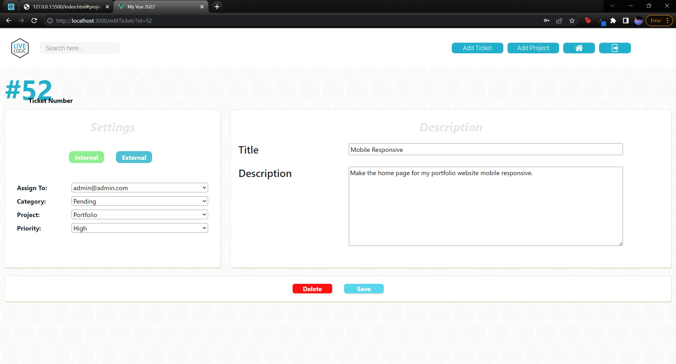 Ticketing System View/Edit Page Preview Image